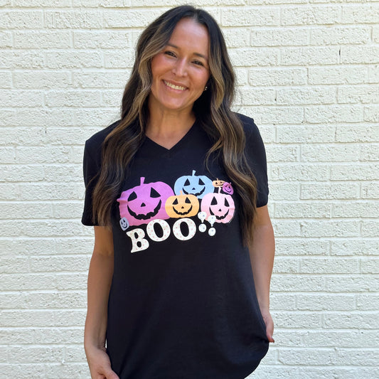 HALLOWEEN: BOO, Pastel Pumpkins - VNECK